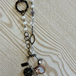 Plunder brand Elegant Pearl and Bronze Charm Necklace